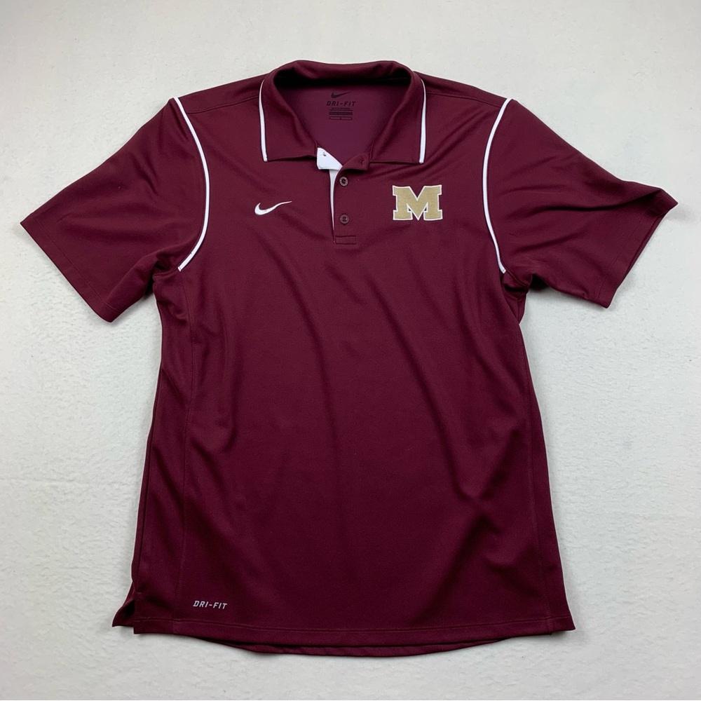 Nike Dri-Fit Polo‎ Men Medium Maroon Football Athletic Academia Millbury Woolies